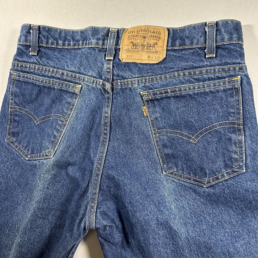Levi's 517 Men's Orange Tab Vintage 80s 90s Bootcut Jeans USA 34x31 - Picture 8 of 11